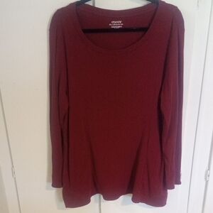 Chico's Red Relaxed Long Sleeve Blouse